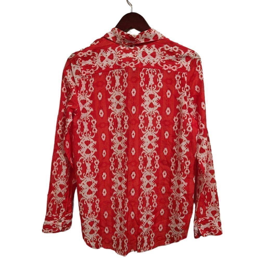 C. Wonder Ikat Print Buttondown Blouse Red White Size Small Women's - Picture 3 of 7